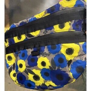 Lug Hippy Yellow Blue Black Nylon Flower Crossbody Adjustable Strap Shoulder Bag